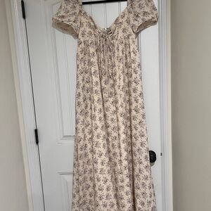 Worth Collective Haven 100% Cotton Floral Cream Maxi Dress